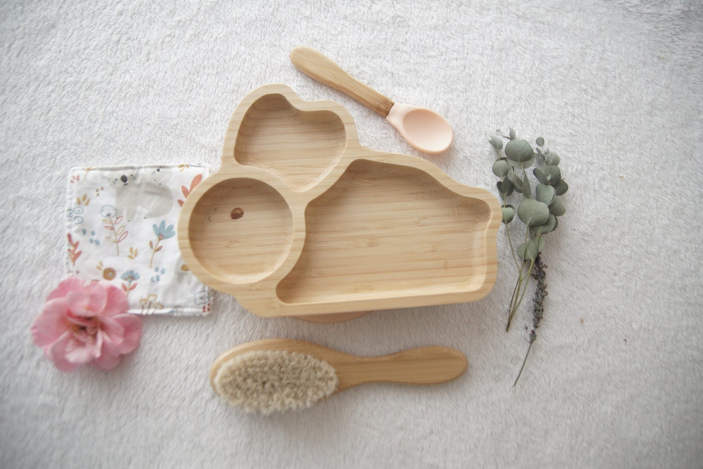 Baby Rabbit Meal set (plate + spoon) - Pink