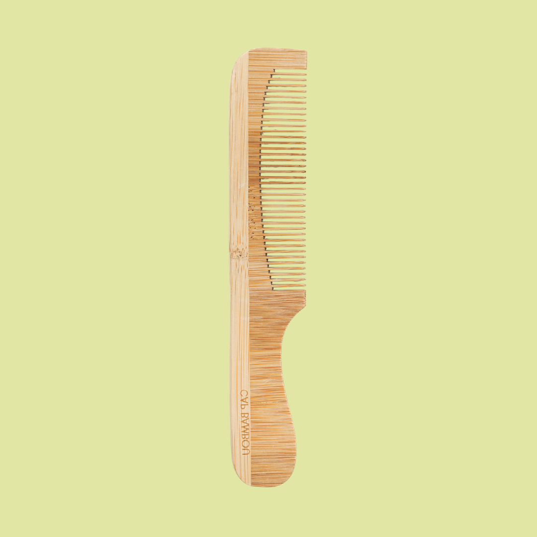 Bamboo comb with handle & tight teeth
