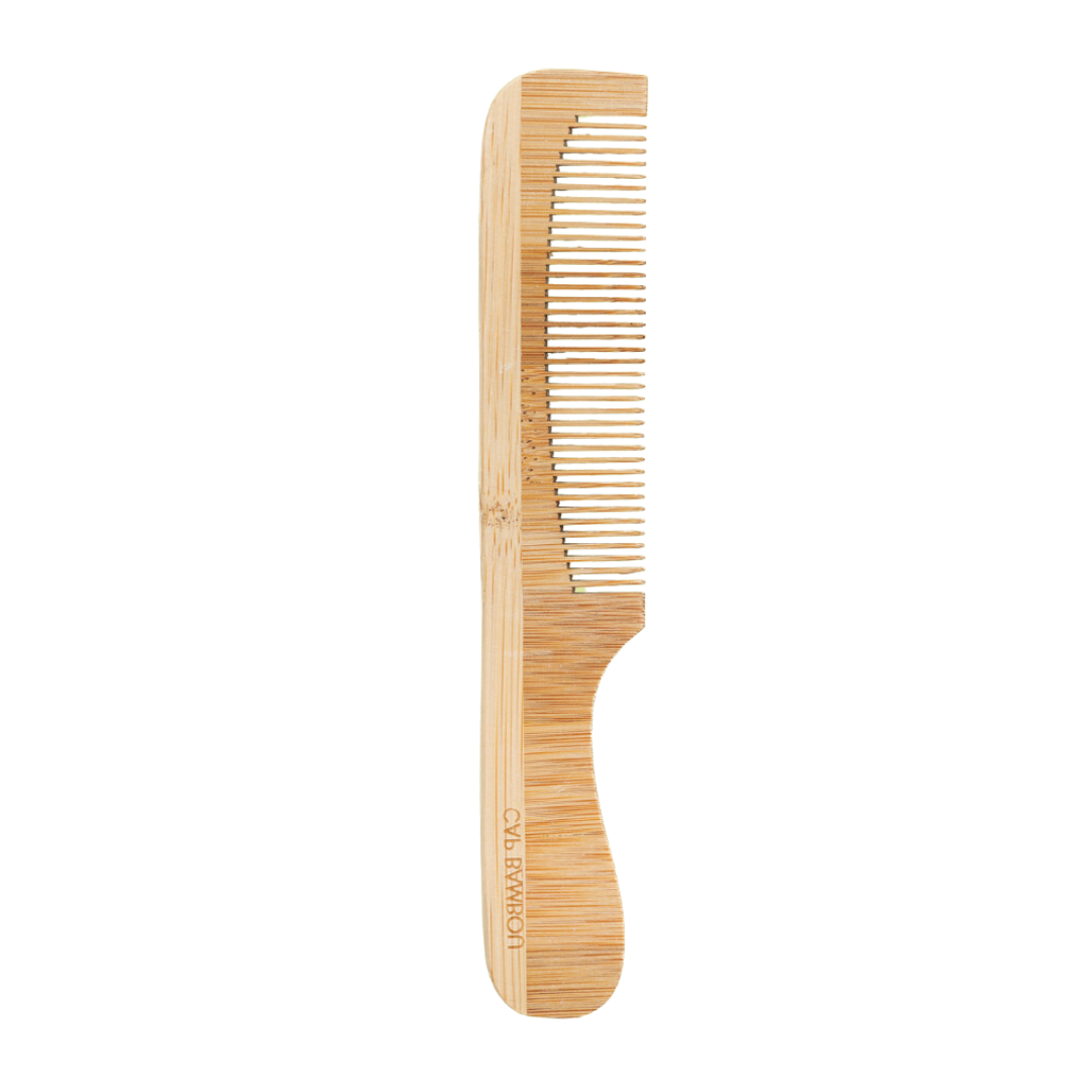 Bamboo comb with handle & tight teeth
