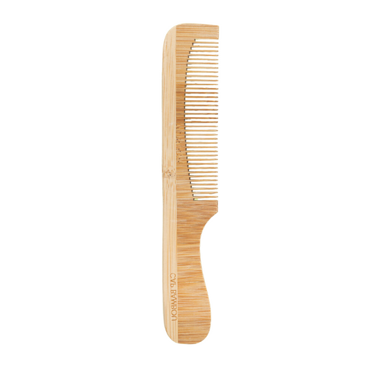 Bamboo comb with handle & tight teeth