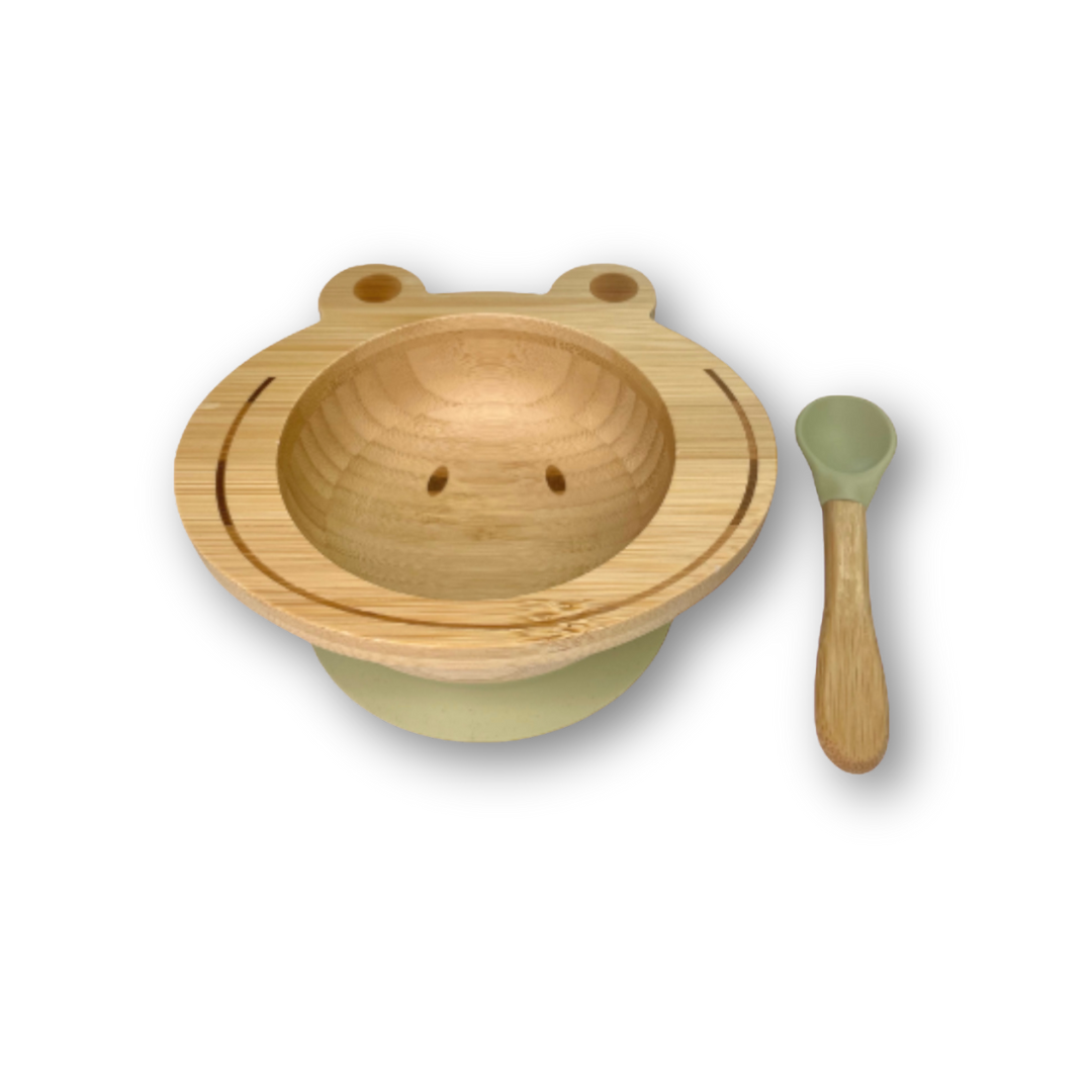 Baby Frog Meal set (Bowl + Spoon) - Pastel Green
