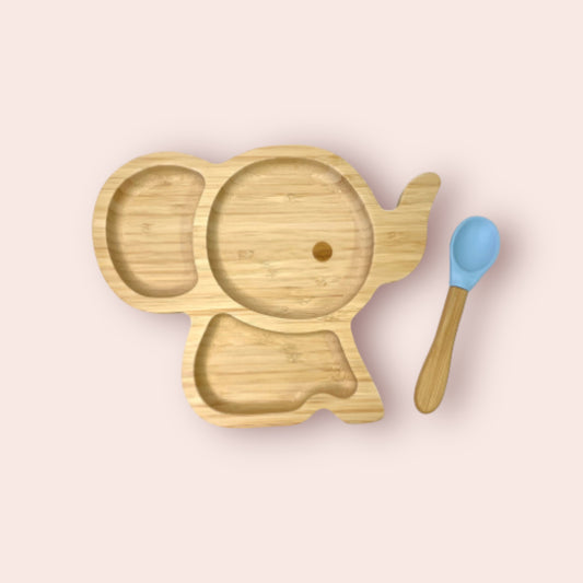 Baby Elephant Meal set (plate + spoon) - Blue
