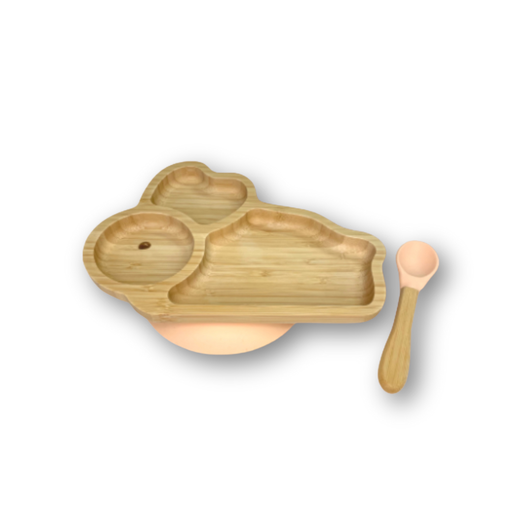 Baby Rabbit Meal set (plate + spoon) - Pink