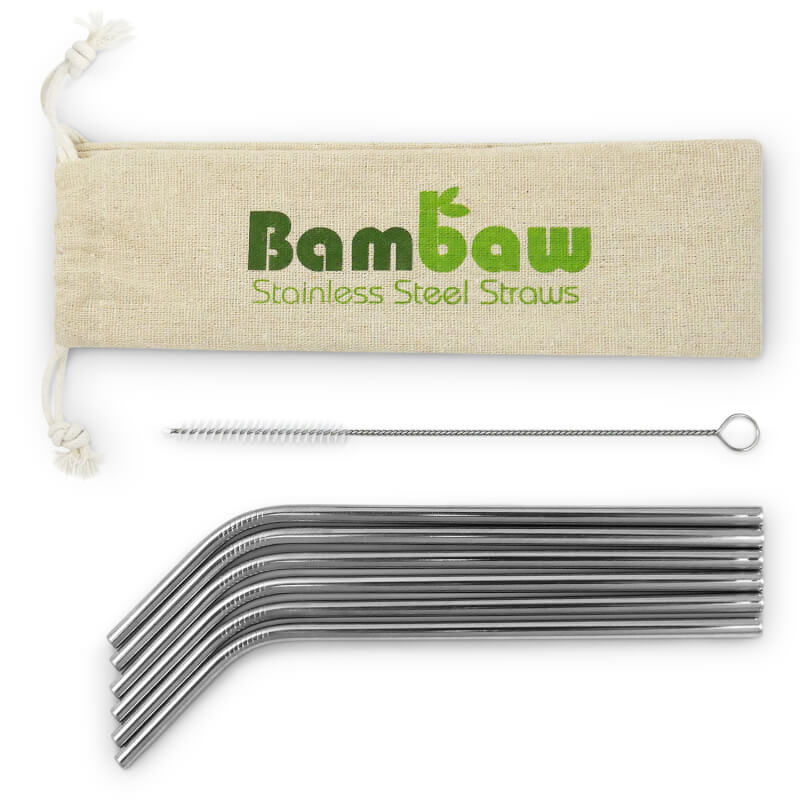 Stainless Steel Straws, Brush & Pouch