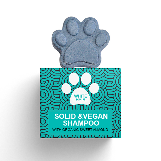 Solid shampoo for animals - with white hair